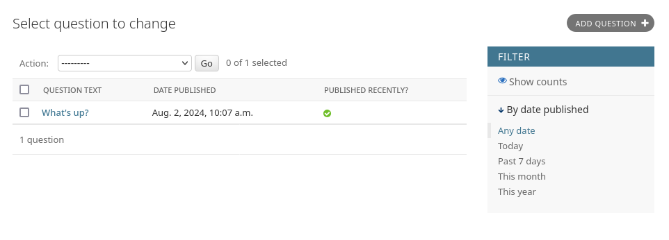 Страница списка опросов, обновленная