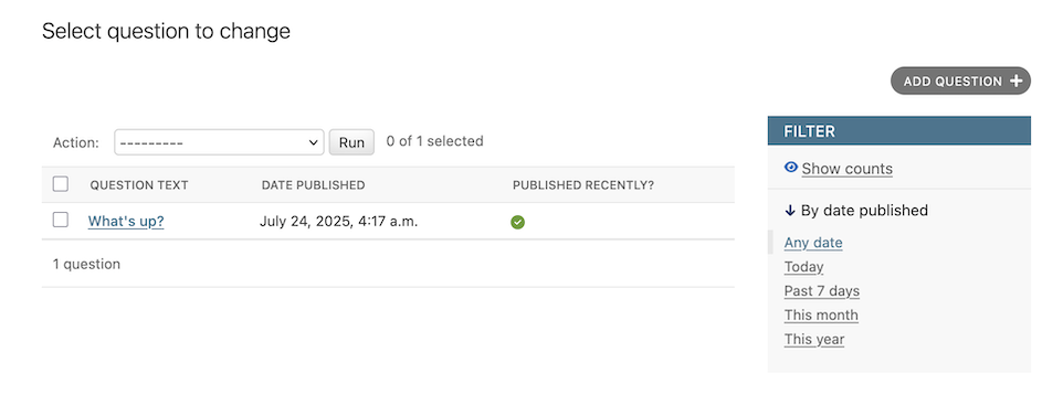 Страница списка опросов, обновленная